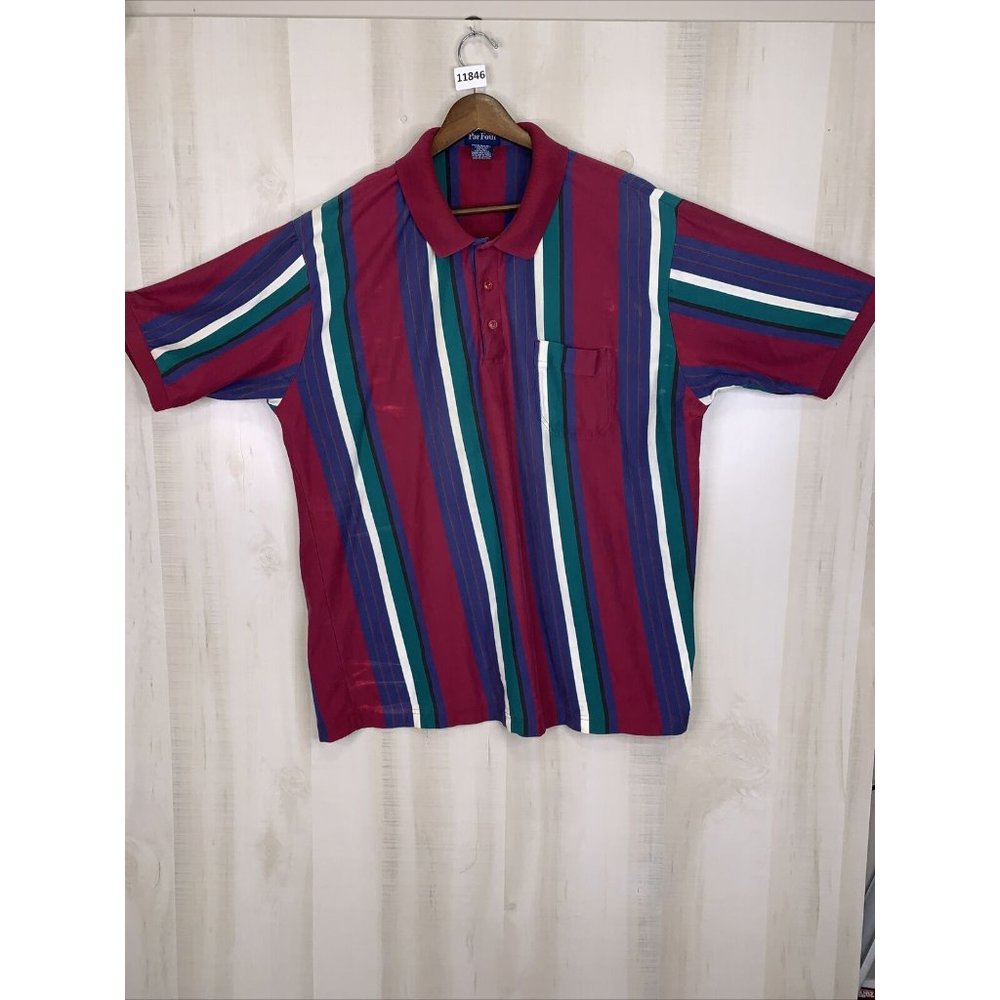Vintage Par Four 90s Colorful Stripe Polo Shirt Mens XL-11846